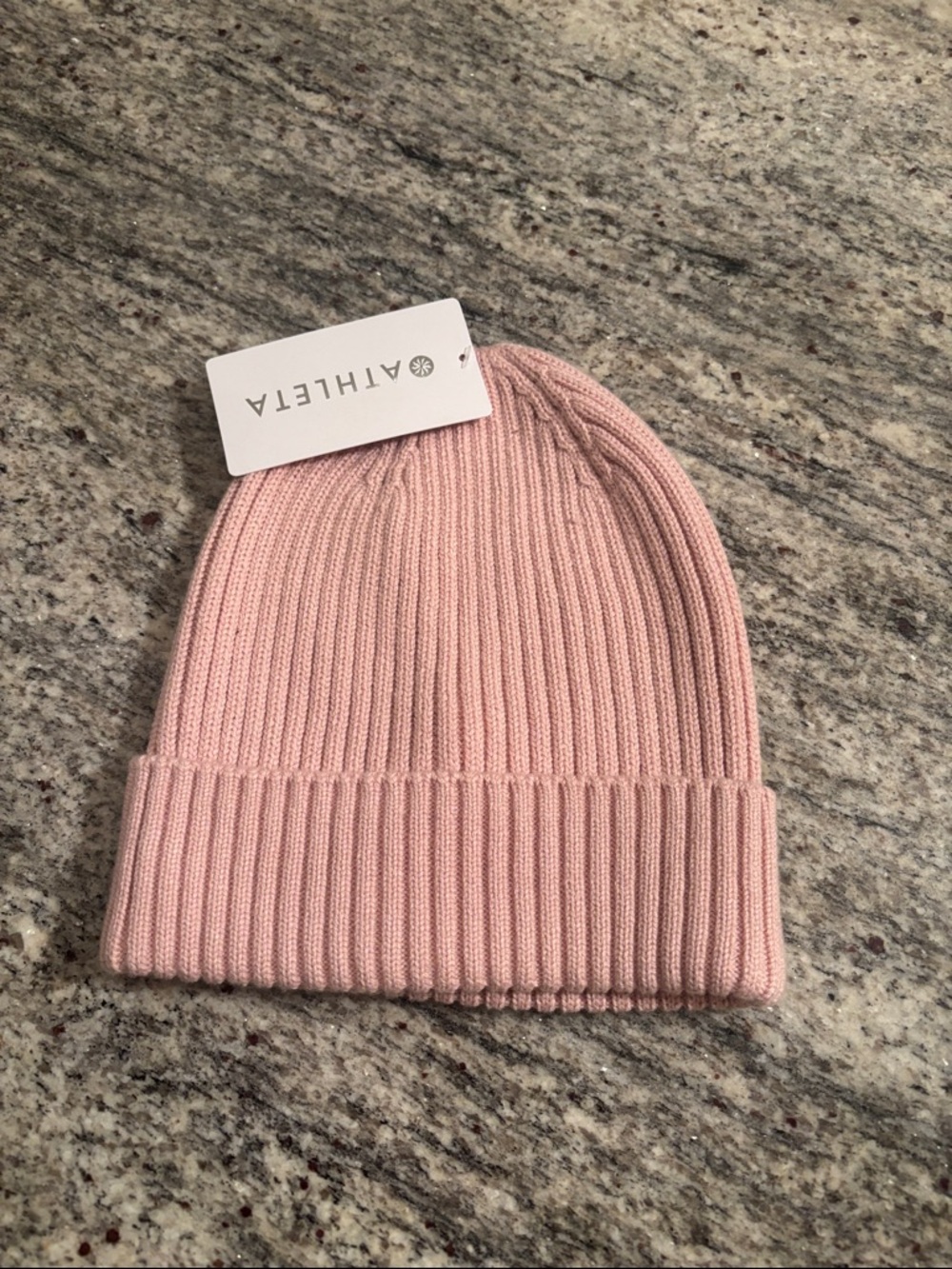 NWT Athleta Ribbed Fold-Over Beanie - Pale Pink